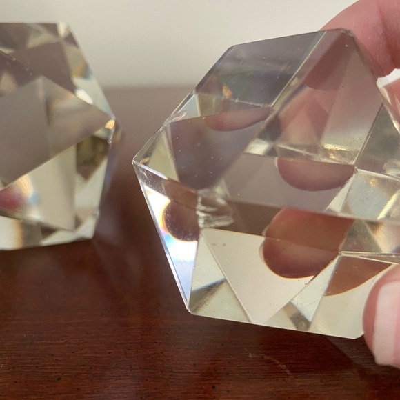 2 Rough Cut Crystal Paperweights Clear with hint of Smoky color READ - Picture 8 of 10